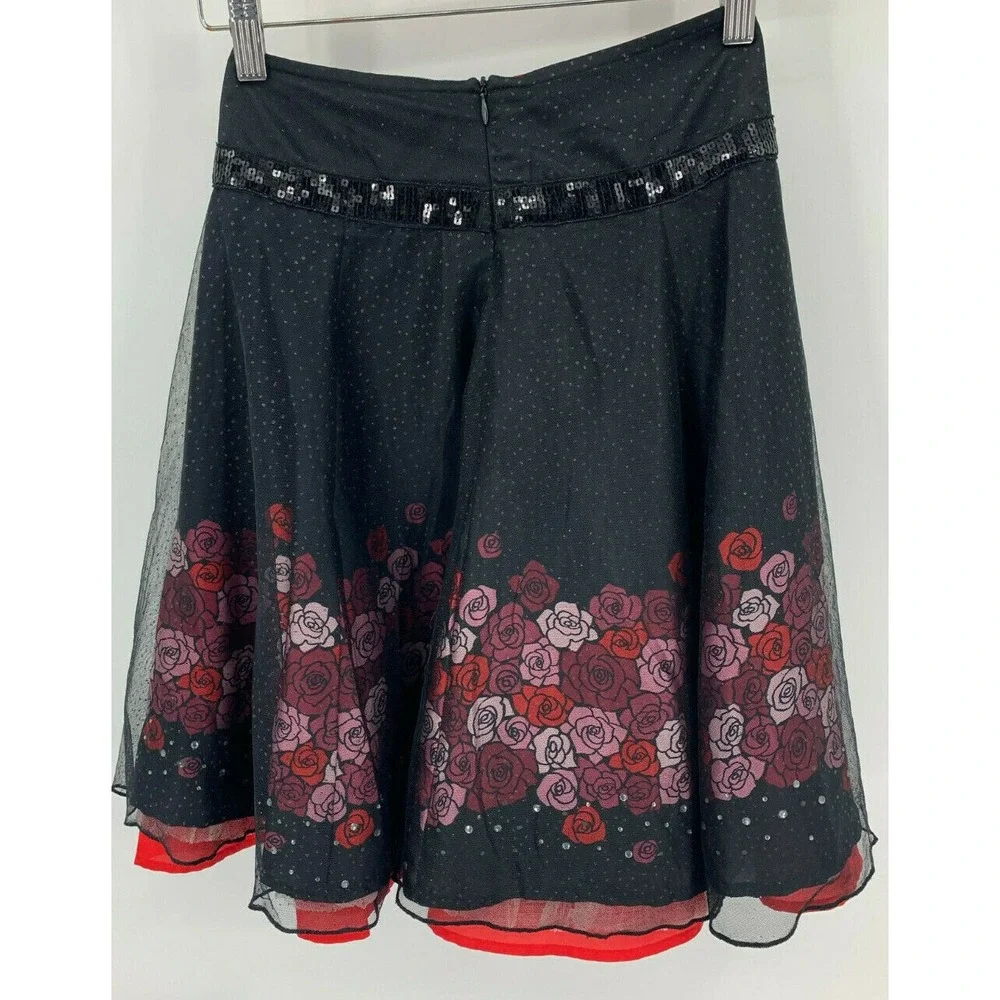 Limited Too Size 8 Layered Floral Sequin and Rhinestone Skirt
